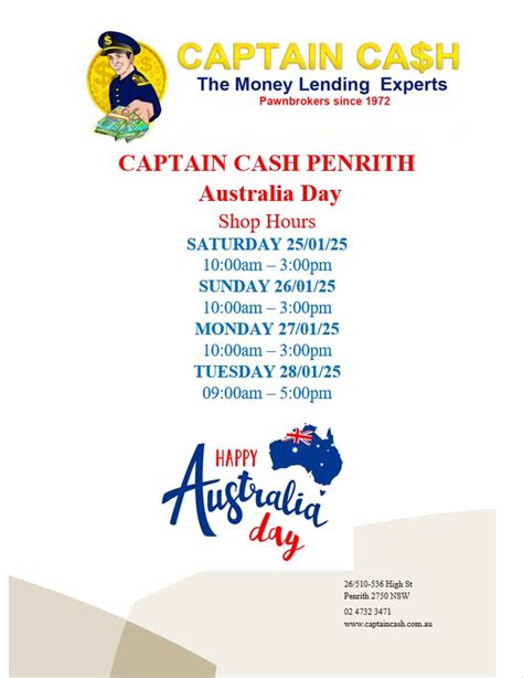 Captain Cash Penrith opening hours 48 Station St .